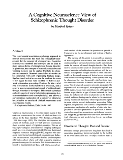 A Cognitive Neuroscience View of Schizophrenic