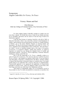 Symposium: Angelo Codevilla`s No Victory, No Peace Victory