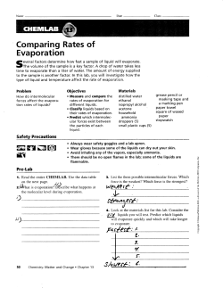 Comparing Rates of Evaporation