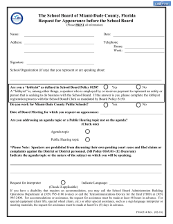 The School Board of Miami-Dade County, Florida Request for