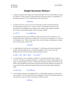 Simple Harmonic Motion I