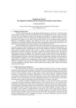Thailand and ASEAN The Kingdom of Thailand and the Association