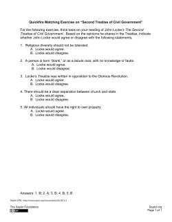 Quickfire Matching Exercise on &ldquo;Second Treatise of Civil Government&rdquo;