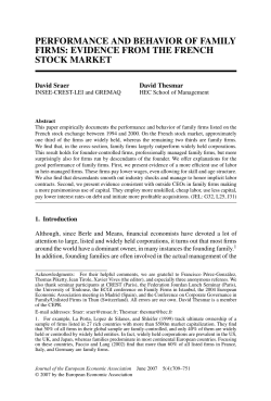 Performance and Behavior of Family Firms: Evidence from the