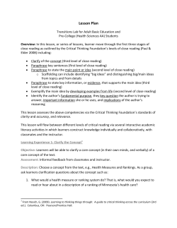 Sample lesson plan - Minnesota Literacy Council