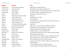 Jesuit Library New Books April 2017 Subject Author Title