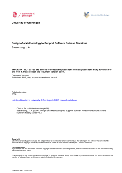 Design of a Methodology to Support Software Release Decisions