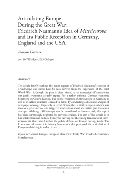 Articulating Europe During the Great War: Friedrich