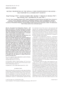metric properties of the spinal cord independence measure &ndash; self