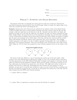 Prelab 7: Sunspots and Solar Rotation