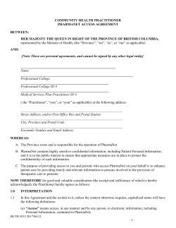 Community Health Practitioner PharmaNet Access Agreement