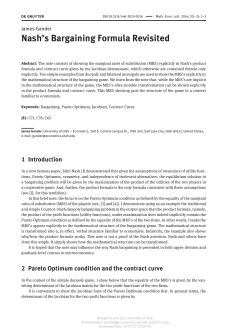 Nash`s Bargaining Formula Revisited
