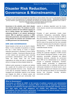 Disaster Risk Reduction, Governance