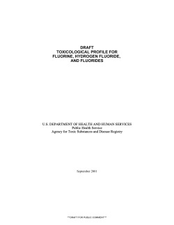 Draft Toxicological Profile for Fluorine, Hydrogen Fluoride, and