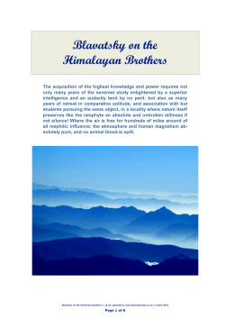 Blavatsky on the Himalayan Brothers