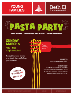 Pasta Party - Beth El Aleph Preschool