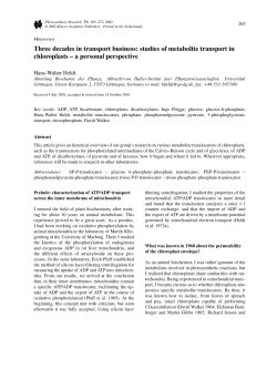 studies of metabolite transport in chloroplasts
