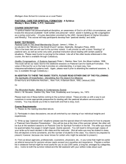 Pastoral Care for Spiritual Formation