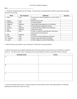 1. Study the vocabulary words for Act II below. Fo
