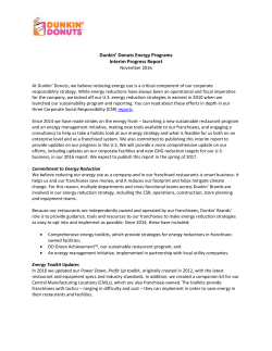 Dunkin` Donuts Energy Programs Interim Progress