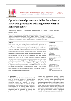 Optimization of process variables for enhanced lactic