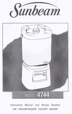 Instruction Manual and Recipe Booklet ICE CREAM/FROZEN