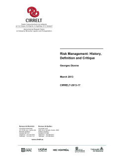 Risk Management: History, Definition and Critique