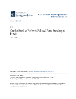 On the Brink of Reform: Political Party Funding in Britain