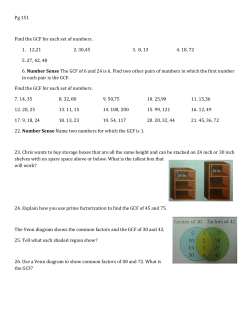 Pg 151 Find the GCF for each set of numbers. 1. 12,21 2. 30,45 3. 8
