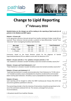 Change to Lipid Reporting - Pathlab