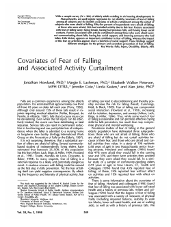 Covariates of Fear of Falling and Associated