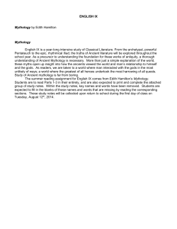 ENGLISH IX Mythology by Edith Hamilton Mythology English IX is a
