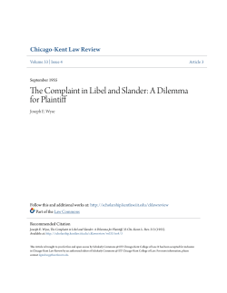 The Complaint in Libel and Slander