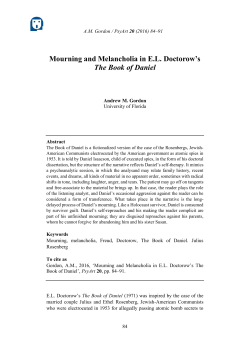 Mourning and Melancholia in EL Doctorow`s The