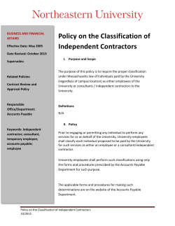 Policy on the Classification of Independent Contractors