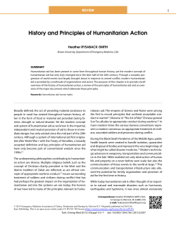 History and Principles of Humanitarian Action
