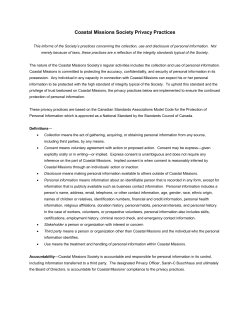 Coastal Missions Society Privacy Practices