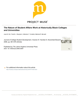 The Nature of Student Affairs Work at Historically