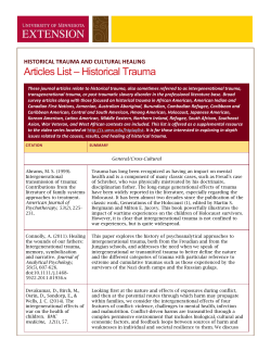Articles List &ndash; Historical Trauma - University of Minnesota Extension