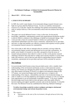 Belmont Challenge White Paper