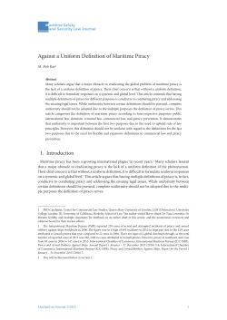 Against a Uniform Definition of Maritime Piracy