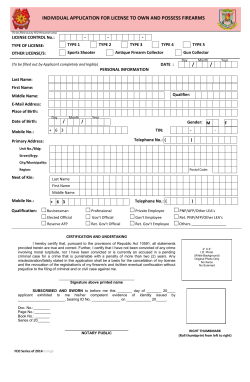 individual application for license to own and possess firearms