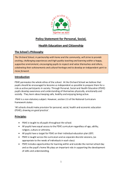Personal, Social, Health Education and Citizenship Policy