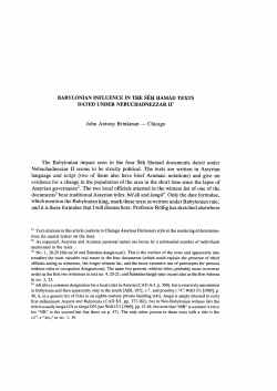 Babylonian Influence in the &Scaron;ēḫ Ḥamad Texts Dated under