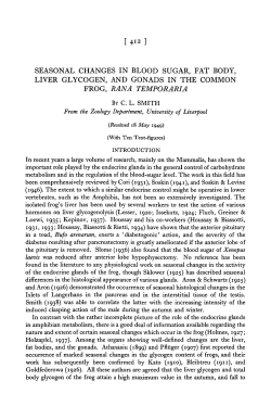 seasonal changes in blood sugar, fat body, liver glycogen, and