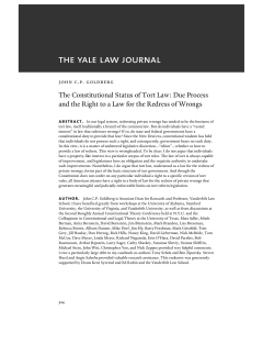 The Constitutional Status of Tort Law: Due Process and the Right to
