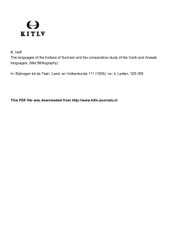 B. Hoff The languages of the Indians of Surinam and the