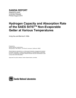 Hydrogen Capacity and Absorption Rate of the SAES St707