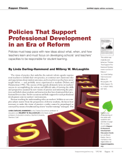 Policies That Support Professional Development in an Era of Reform