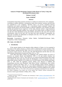 Analysis of Origin-Destination National Airline Routes in Turkey